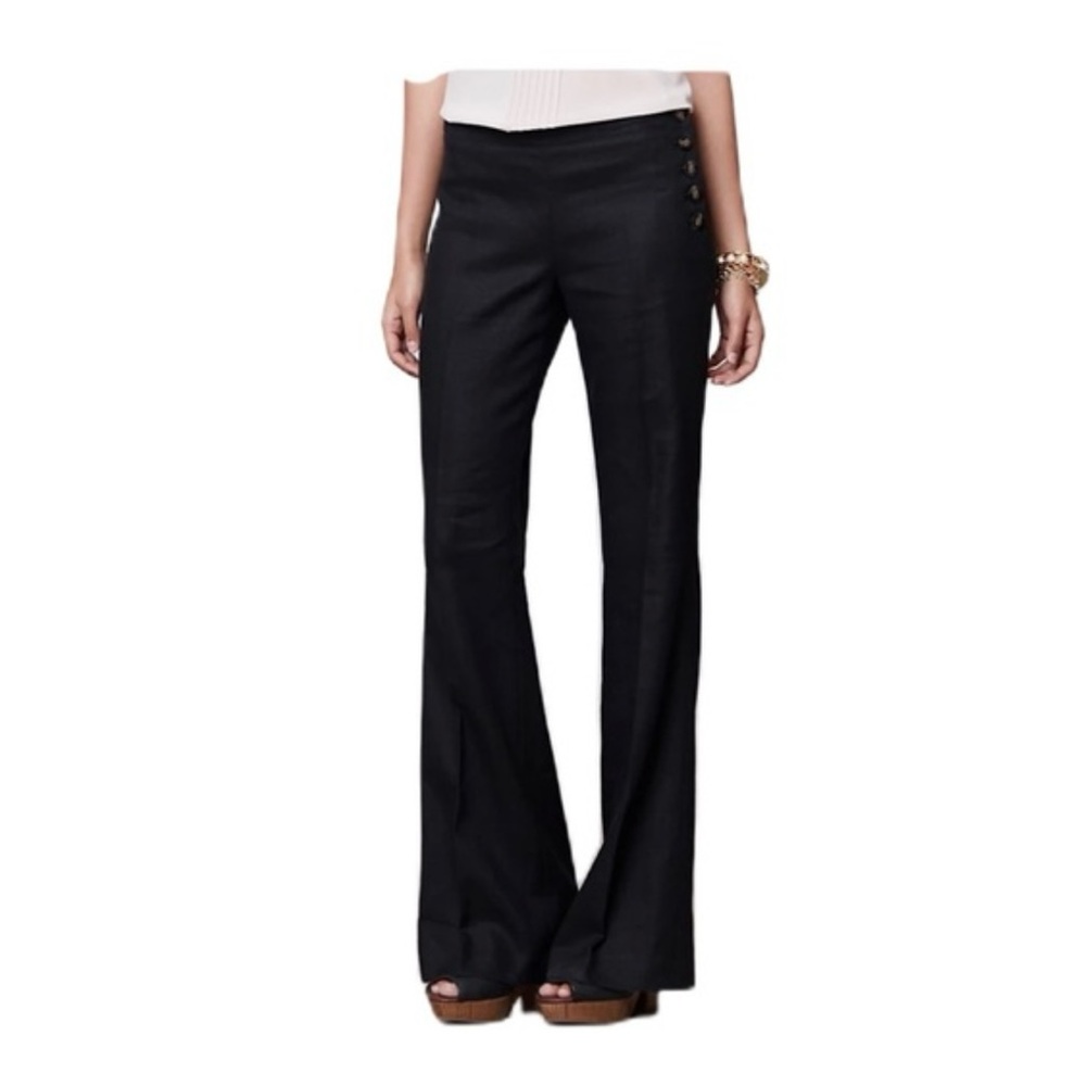Cartonnier X Anthropologie Black Linen Flare Pants